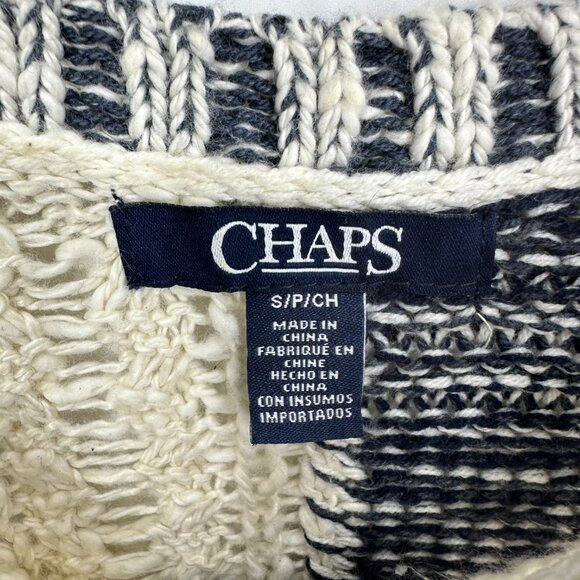 Chaps Black and Cream Patchwork Sweater - Picture 3 of 7